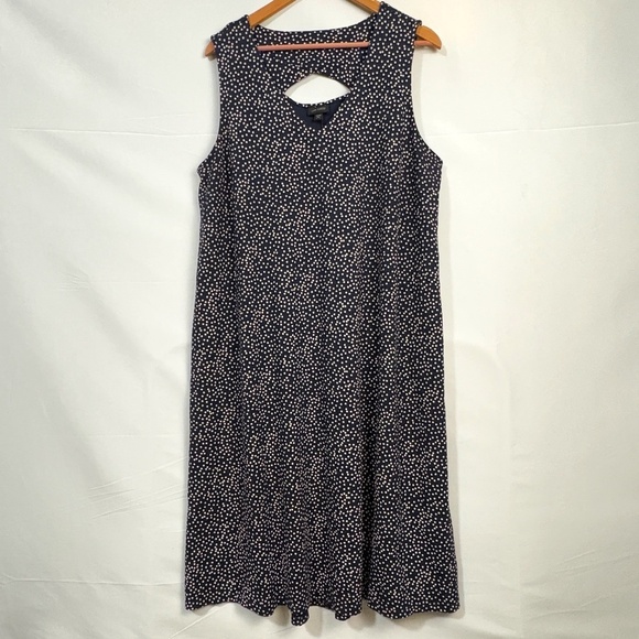 J Jill Wearever PolkaDot Sleeveless Midi Swing Dress Sz XL Petite Comfort Mature - Picture 4 of 13